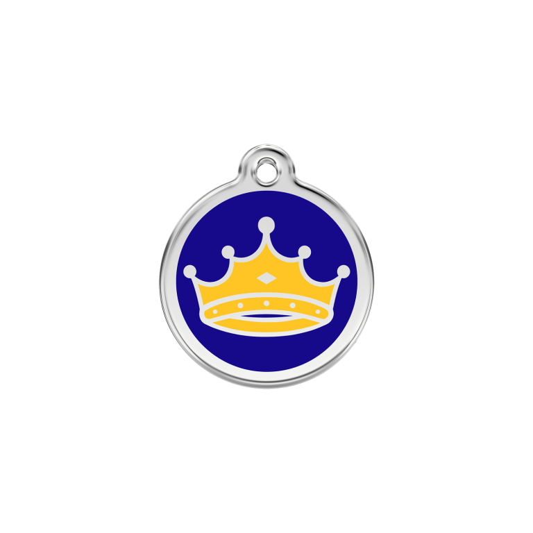 Vue avant - Médaille personnalisée pour chien/chat Red Dingo Émail/Acier inoxydable Roi Bleu foncé - Talla S