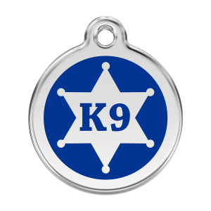Placa para perro K9 Sheriff azul oscuro tamaño L