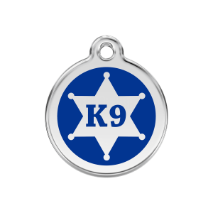Placa para perro K9 Sheriff azul oscuro tamaño M