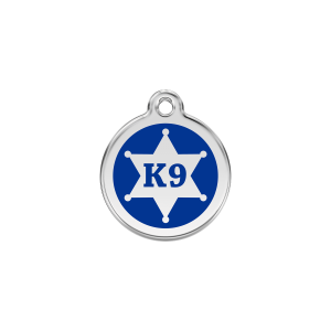Placa para gato K9 Sheriff azul oscuro pequeña