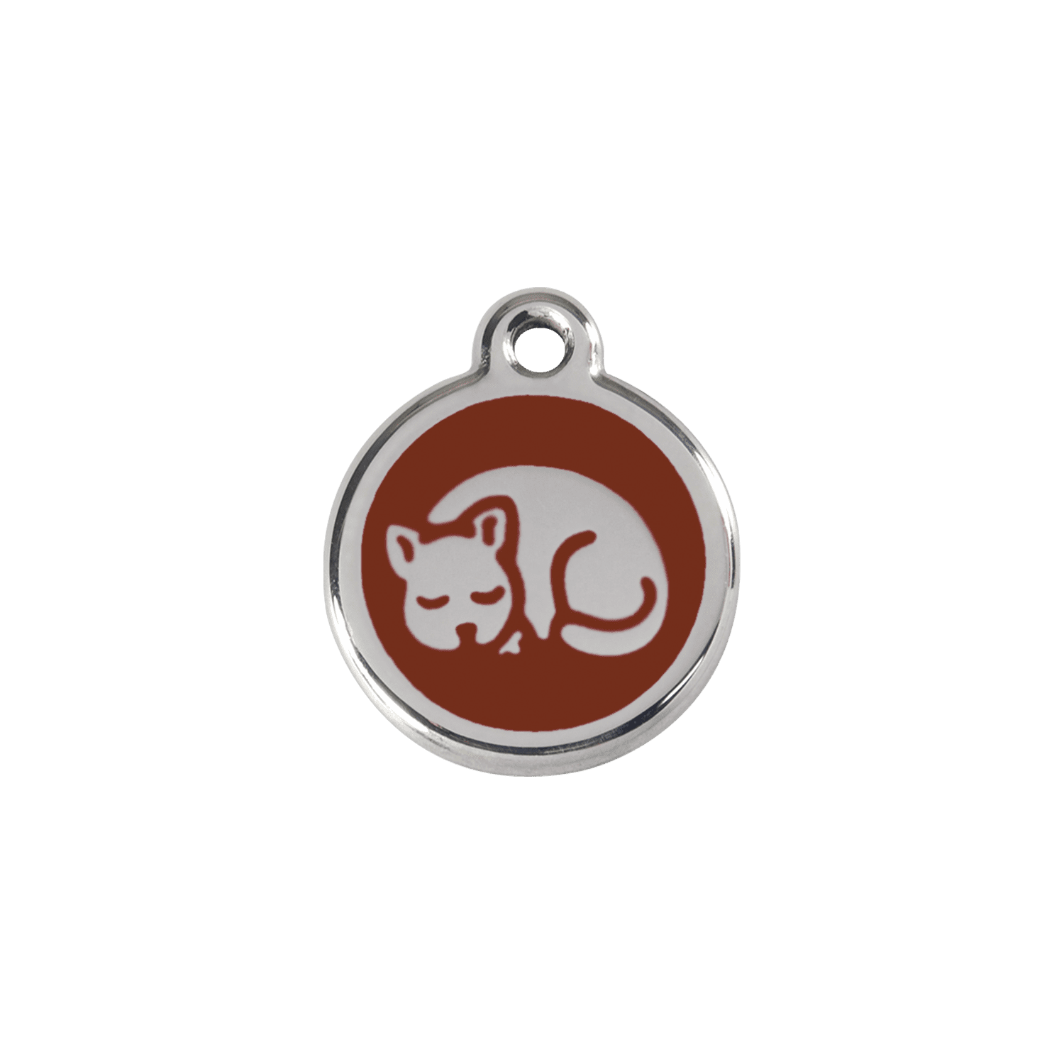Vue avant - Médaille personnalisée pour chat Red Dingo Émail et acier inoxydable - Motif chaton brun - Talla S