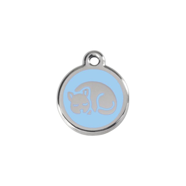 Vue avant - Médaille personnalisée pour chat en émail et acier inoxydable - Red Dingo 01-KT-LB-SM - Bleu clair - Talla S