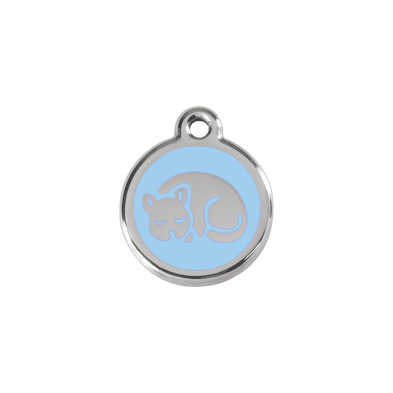 Vue avant - Médaille personnalisée pour chat en émail et acier inoxydable - Red Dingo 01-KT-LB-SM - Bleu clair - Talla S
