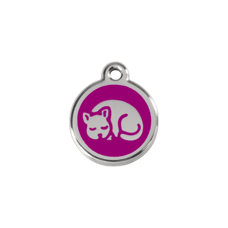 Vue avant - Médaille personnalisée pour chat en émail violet - Red Dingo - Talla S