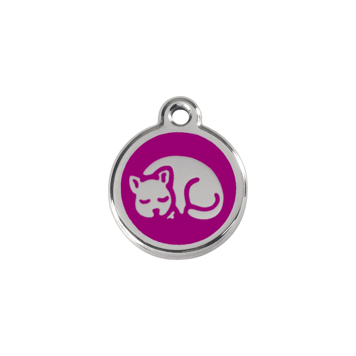 Vue avant - Médaille personnalisée pour chat en émail violet - Red Dingo - Talla S