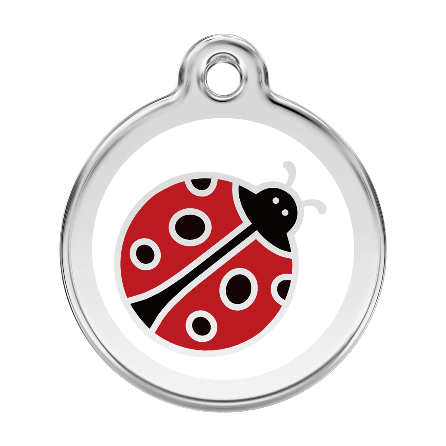 Vue avant - Médaille personnalisée pour chien Red Dingo Coccinelle Blanc Talla L