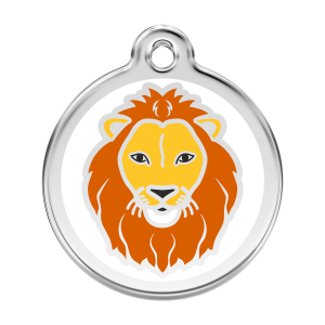 Placa para perro grande León Blanco en esmalte y acero inoxidable