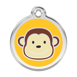 Placa para perro grande con mono en esmalte amarillo