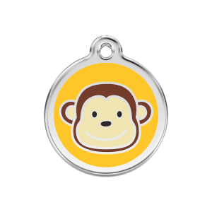 Placa para perro mediana con diseño mono en esmalte amarillo