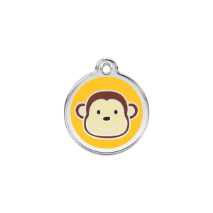 Placa para gato mono en esmalte amarillo S
