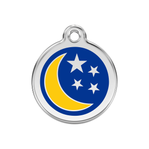 Placa para perro mediana con diseño Luna y estrellas en esmalte azul oscuro