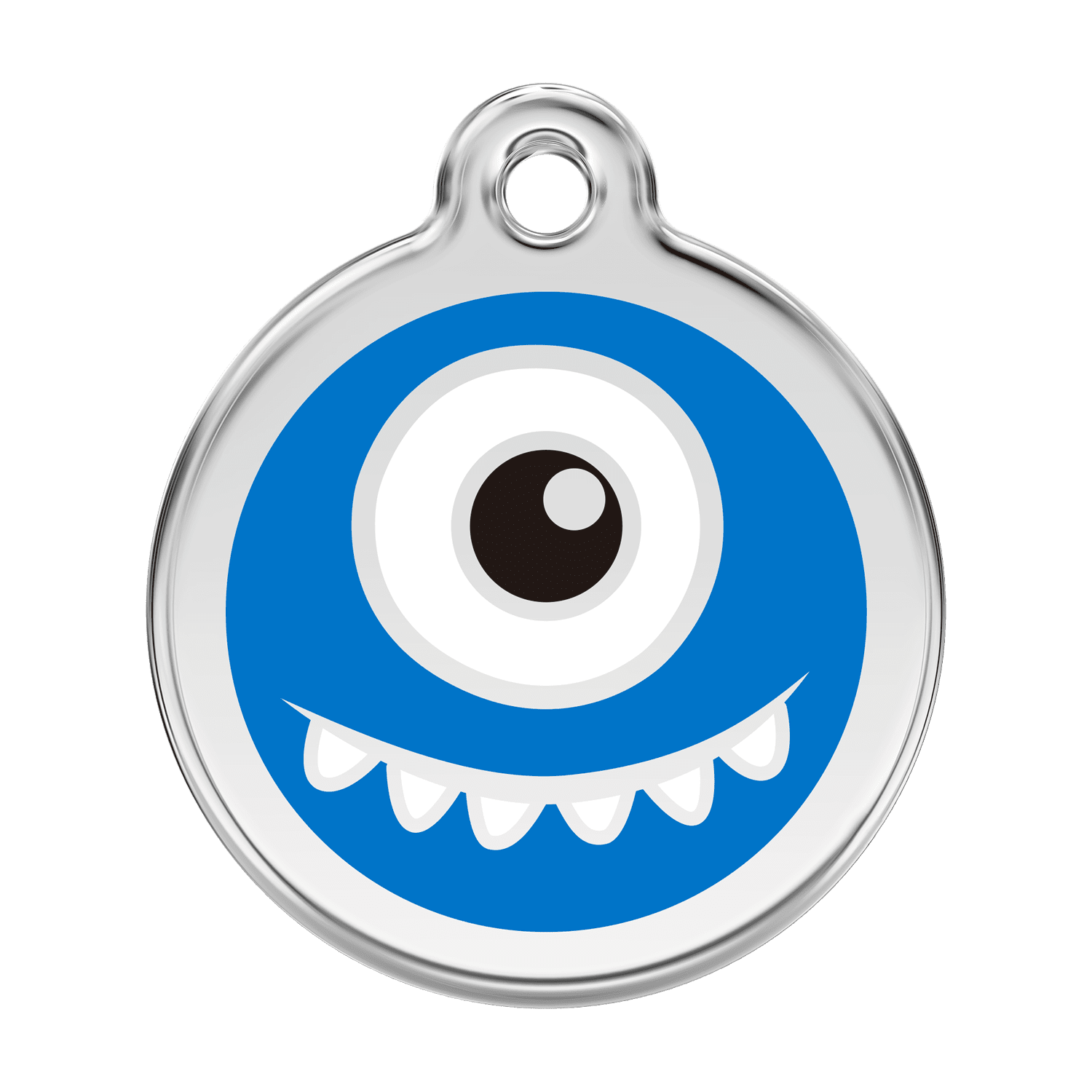 Vue avant - Médaille personnalisée pour chien Red Dingo Émail et acier inoxydable Monstre Bleu foncé - Talla L