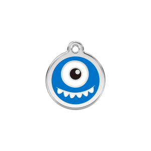 Placa para gato Monstruo azul oscuro esmalte y acero inoxidable pequeña