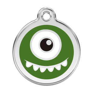 Placa para perro Monstruo Verde L 38mm esmalte y acero inoxidable