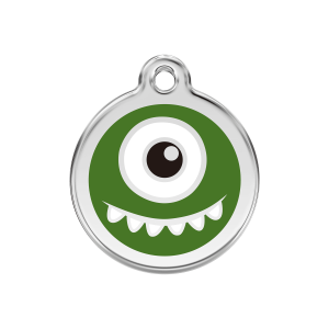 Placa para perro Monstruo Verde en esmalte y acero inoxidable M