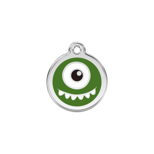 Placa para gato Monstruo verde pequeña 20mm esmalte y acero inoxidable