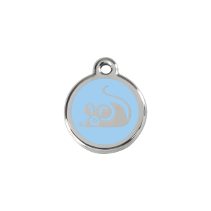 Placa para gato pequeña con diseño de ratón azul claro