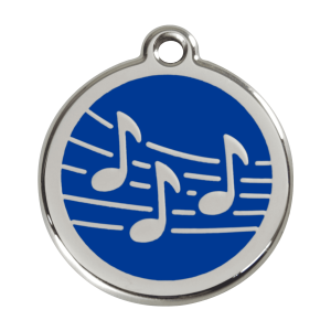 Placa para perro música esmalte azul oscuro tamaño L