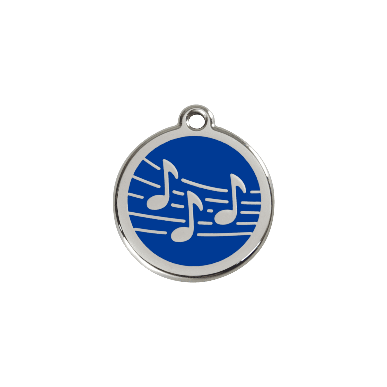 Vue avant - Médaille personnalisée pour chien/chat Red Dingo Émail/Acier inoxydable Musique Bleu foncé - Talla S