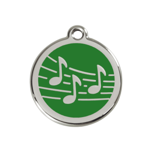 Placa para perro mediana con motivo música en esmalte verde