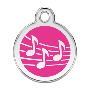 Placa para perro música rosa fuerte tamaño L