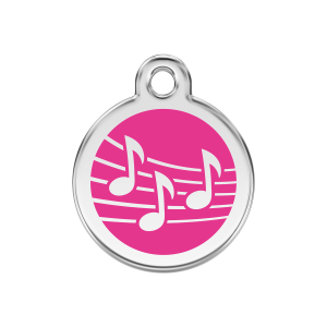 Placa para perro música rosa fuerte tamaño M