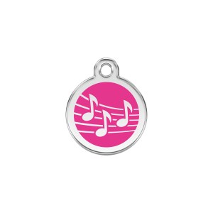 Placa para gato Música en esmalte rosa vivo tamaño S
