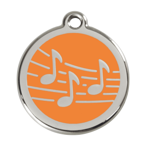 Placa para perro música esmalte naranja tamaño L