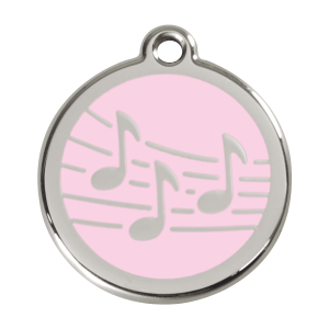 Placa para perro música esmalte rosa tamaño L