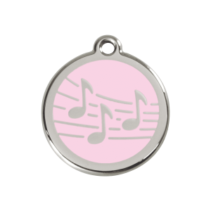 Placa para perro mediana música esmalte rosa