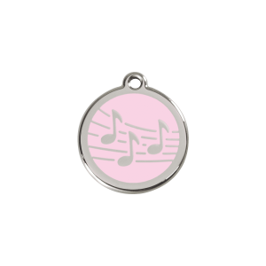 Placa para gato Música en esmalte rosa y acero inoxidable S