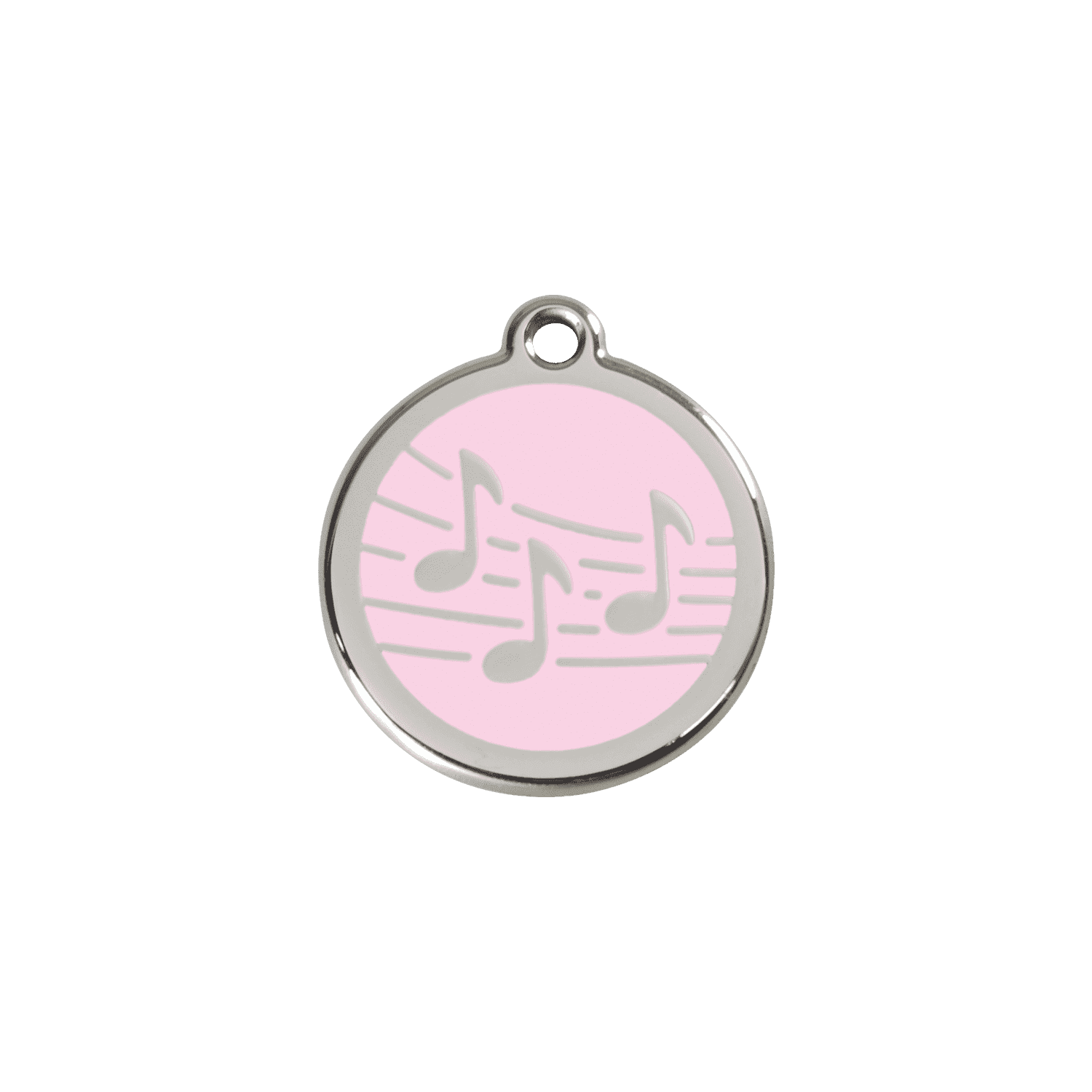 Vue avant - Médaille personnalisée Red Dingo Émail et acier inoxydable - Motif Musique - Rose - Talla S