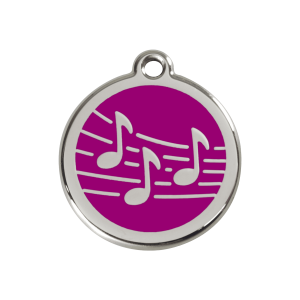 Placa para perro mediana con diseño música en esmalte violeta