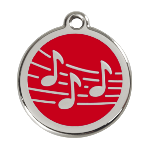 Placa para perro música esmalte rojo tamaño L