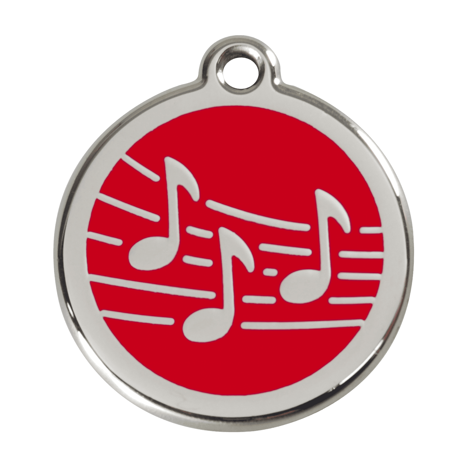 Vue avant - Médaille personnalisée pour chien Red Dingo Émail et acier inoxydable Musique Rouge - Talla L