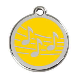 Placa para perro música esmalte amarillo tamaño L