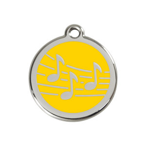 Placa para perro Música en esmalte amarillo tamaño M