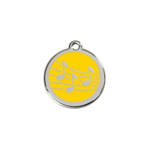 Placa para gato Música en esmalte amarillo y acero inoxidable S
