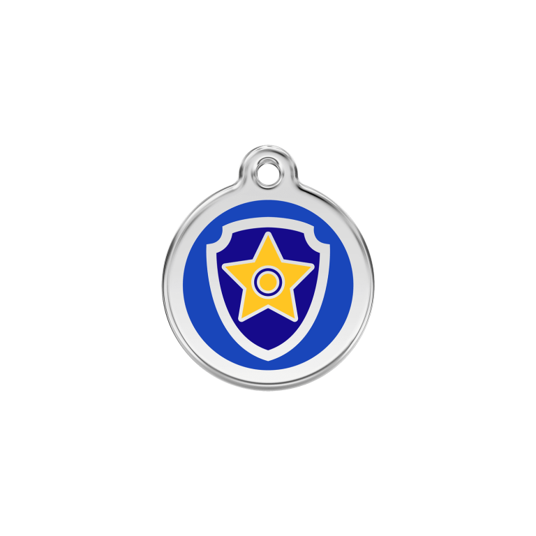 Vue avant - Médaille personnalisée pour chien/chat Red Dingo Émail/Acier inoxydable Nickelodeon Chase Bleu foncé - Talla S - 01-NC-DB-SM