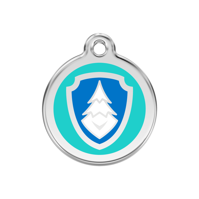 Vue avant - Médaille personnalisée pour chien/chat Red Dingo Émail/Acier inoxydable Nickelodeon Everest Aqua 30.00mm