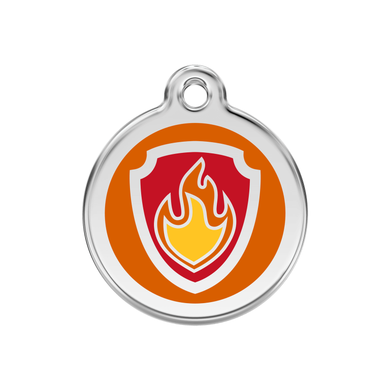 Vue avant - Médaille personnalisée pour chien Red Dingo Émail et acier inoxydable Nickelodeon Marshall Orange - Talla M
