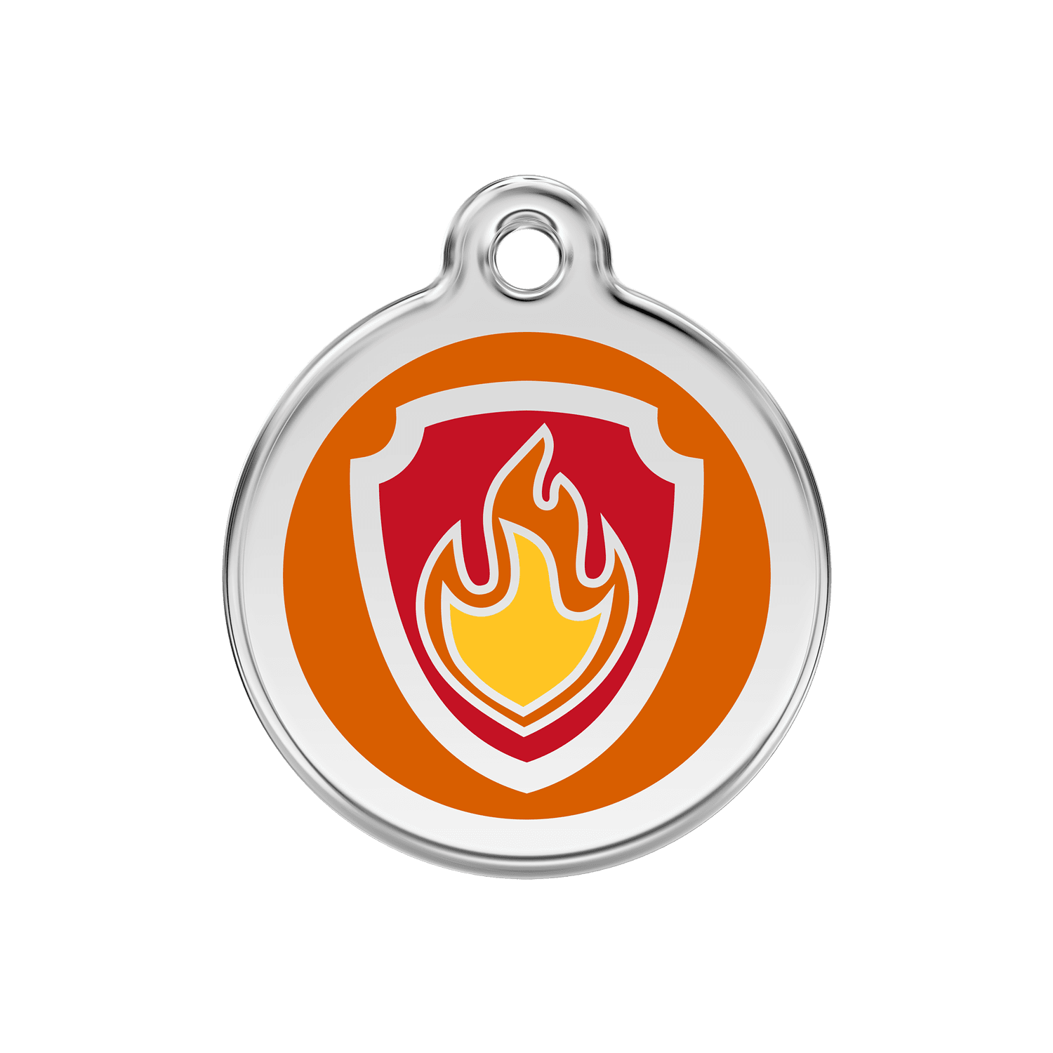 Vue avant - Médaille personnalisée pour chien Red Dingo Émail et acier inoxydable Nickelodeon Marshall Orange - Talla M