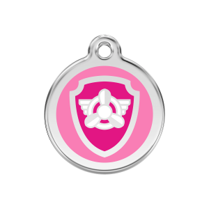Placa para perro mediana Skye Nickelodeon en esmalte rosa y acero inoxidable