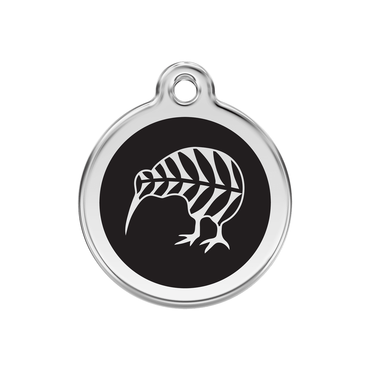 Vue avant - Médaille personnalisée pour chien Red Dingo Émail et acier inoxydable kiwi noir - Talla M