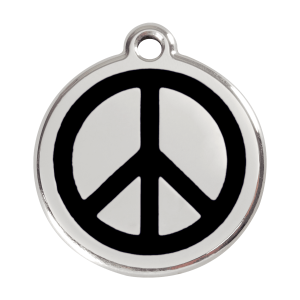 Placa para perro grande Paz en esmalte negro y acero inoxidable