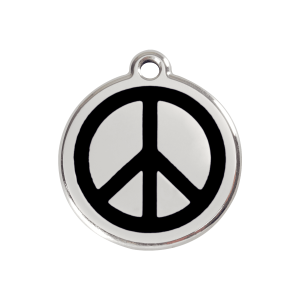 Placa para perro mediana Paix en esmalte negro y acero inoxidable