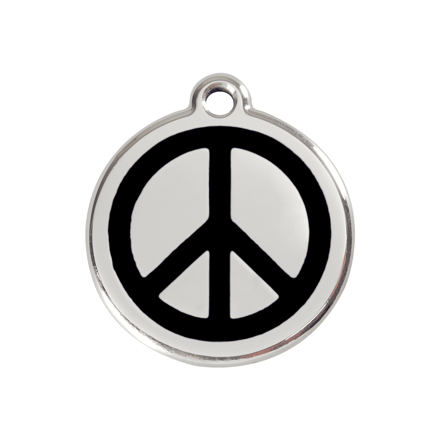Vue avant - Médaille personnalisée pour chien Red Dingo Émail et acier inoxydable - Motif Paix - Noir - Talla M