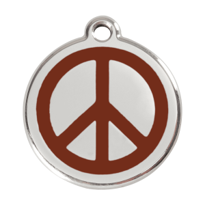Placa para perro grande Paz en esmalte marrón y acero inoxidable