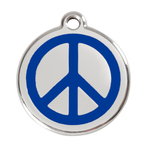 Placa para perro grande Paz en esmalte azul oscuro y acero inoxidable