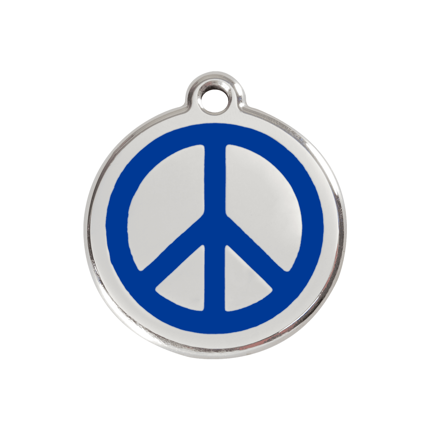 Vue avant - Médaille personnalisée pour chien Red Dingo Émail et acier inoxydable - Motif Paix - Bleu foncé - Talla M